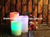 Paraffin Wax Remote Control Flameless Candles / Ivory Wax Pillar Candles With Wavy Edge