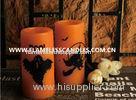 Orange Wax Body Halloween Pattern Electronic LED Candle for Bar Decoration