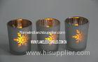 Silver Snowflake Glass Flameless LED Votive Candles With Flickering LED Tealight