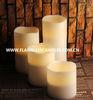 Paraffin Wax Round White Flameless LED Pillar Candles With Wax In Ivory With Wavy Edge