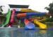 Customized Fiberglass Open Tube Spiral Water Slide Yellow Blue Green for Aqua Park