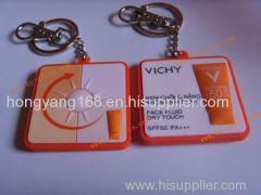 double-side 3d keychain rubber UV keyring vichy cosmetics promotion gifts