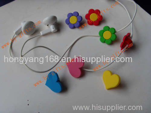 soft pvc cable clamp heart&flower rubber cable clamp debosse embossed or filled colors