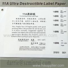 Ultra Destructible Vinyl Paper for customized Eggshell sticker . self adhesive labels material wholesale manufactur