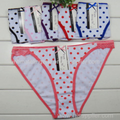 2015 New stretched cotton bikini brief laced women underwear lady boyshort pants dot lady panties lingerie intimate unde