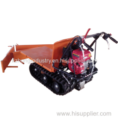 6.5Hp gasoline engine 300kgs load capacity manual tipping mini crawler dumper