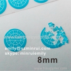 Blue Printed 8mm Round Destructible Warranty Void If Seal Removed Warranty Scew Stickers With Sticky Breakable Face