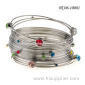 Silver Thin Bangle With Colorful Stone