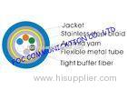6Core Armored Optic Fiber Cable Tight Buffer Metal Tube and Metal Braid