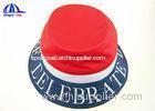 OEM Polyester Mesh Normal Printing Logo Printed Bucket Hats Navy and Red for Women