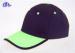 Plain 6 Panels Cotton Golf Custom Baseball Caps With Fluorescent Green Binding Peak