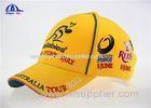 Woven Sandwich Embroidery / Embroidered Baseball Caps Yellow Bright Color for Summer