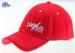 Red Flat Embroidery Fitted Embroidered Baseball Caps Breathable and Comfortable