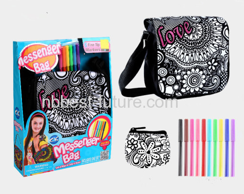 Color your own fashion bag design your own school bag