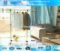 Telescopic Single Pole Clothes Rack / Movable Clothing Drying Hanger with Wheels