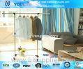 Telescopic Single Pole Clothes Rack / Movable Clothing Drying Hanger with Wheels