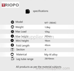 TRIOPO steady camera tripod professional tripod kit for DSLR camera travel tripod