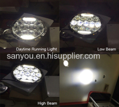 Sanyou 75W round LED headlight H L DRL 6750lm projector headlight 6500K 7inch headlight for offroad