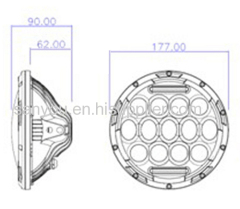 Sanyou 75W round LED headlight H L DRL 6750lm projector headlight 6500K 7inch headlight for offroad