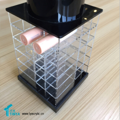2016 New Design Cosmetic Display Black Rotating Acrylic Lipstick Holder Spinning Display Stand