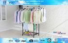 Steel Folding Metal Clothes Rack with Wheels / Cloth Hanger Telescopic Clothing Racks