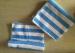 Solid Custom Microfiber Cleaning Cloth For Home Kitchen with white and blue stripe