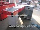 White Retail Check Out Counters Cashier Counter Table With Red Top Table 1800L*1000W*850H