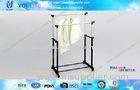 Double Rail Adjustable Telescopic Rolling Clothes Rack Simple and Modern Design for Bedroom