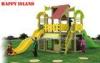 Outdoor Wooden Plastic Kids Playground Equipment With Roof Swing Slide Climbing Net