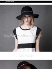 2016 Newest 56cm 57cm 58cm Size Fashion 100% Wool Felt Hat For Lady