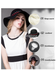 2016 Newest 56cm 57cm 58cm Size Fashion 100% Wool Felt Hat For Lady