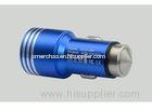 Blue Dual USB Port Retractable Iphone Car Charger 5V 3100mA With Metallic Shell