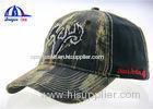3D Embroidery 6 Panel Cotton Washed Baseball Caps With Camo Fabric