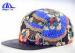 Customized Fashion 5 Panel Camp Snapback Caps With PU Visor And Allover Print