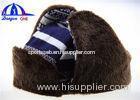 Customized Adult Earflag Warm Winter Hats with Checked Cotton / Fake Fur