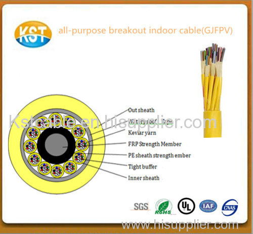 PVC PE PU yellow sheath/All purpose Breakout indoor cable with yellow sheath branch optic cable serious producer GJFPV