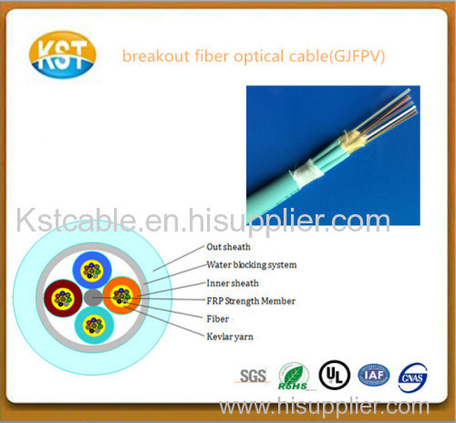serious supplier /Breakout Fiber Optical cable communication cable with light weight and kevlar yarn strength GJFPV