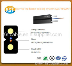 Indoor Fiber to the home cabling system (GJXFH/GJXH) FTTH Steel/FRP/KFRP/copper with PE PVC PU sheath jacket FTTH