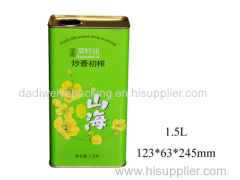 Rectangle 1.5L Rapeseed Oil Tin Can