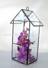 handmade home decoration hanging geometric glass terrarium for house shape