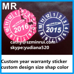 ultra destructible vinyl custom printing round year warranty sticker for electronic