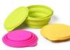 Customized Green Pink color collapsible silicone mixing bowl with lid for outside