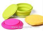 Customized Green Pink color collapsible silicone mixing bowl with lid for outside