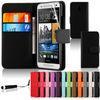 Dust Proof Slim Black PU Leather Wallet HTC Cell Phone Case with Card Holder