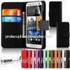 Dust Proof Slim Black PU Leather Wallet HTC Cell Phone Case with Card Holder