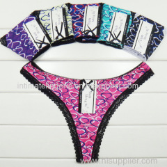 2015 New heart print cotton thong Damenunterhosen girl g-string sexy women underwear stretch lady panties hot lingerie T