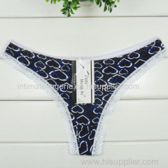 2015 New heart print cotton thong Damenunterhosen girl g-string sexy women underwear stretch lady panties hot lingerie T