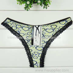 2015 New heart print cotton thong Damenunterhosen girl g-string sexy women underwear stretch lady panties hot lingerie T