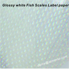 Glossy White Fish Scares Hologram Destructible paper. printing warranty labes material of holographic destructive paper