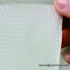 White holographic destructive labels for printing glossy white Fish Scales Hologram destructible Eggshell stickers paper
